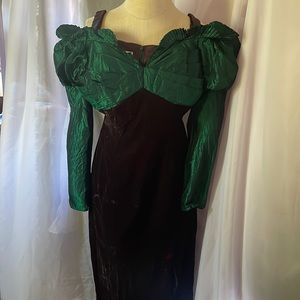 Jessica McClintock for Gunne Sax Green and Velvet Dress